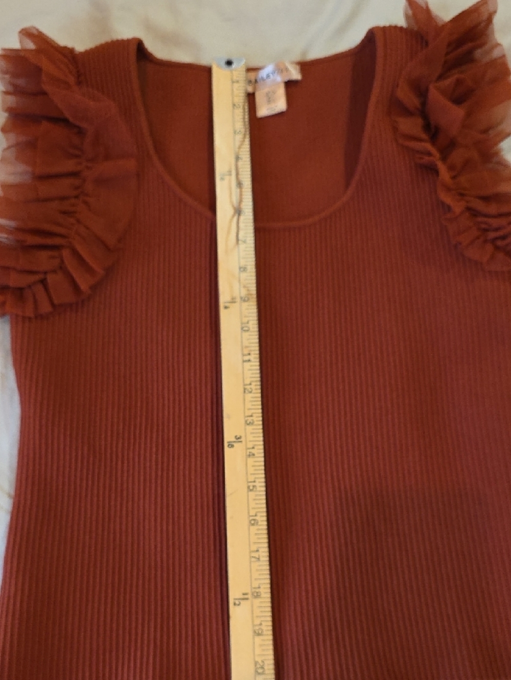 Bailey 44 Rust Ruffle Sleeve Ribbed Tank Top - Picture 9 of 11